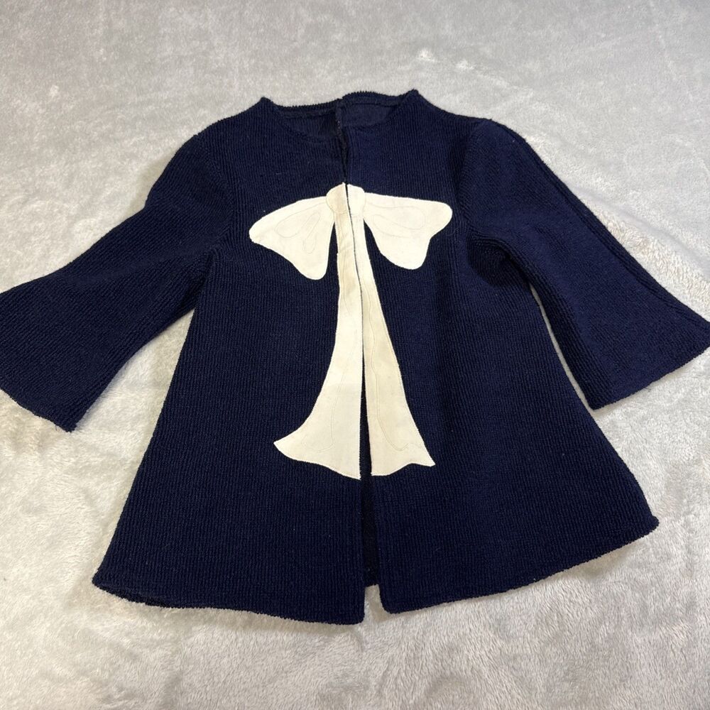 Vintage Chocolate Soup Navy White Bow Sweater Jacket 2T